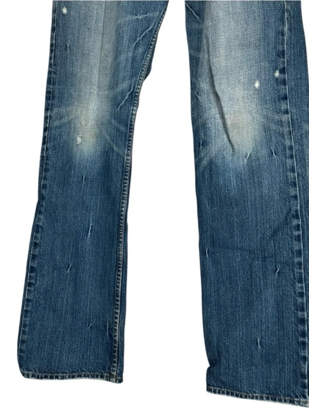 AMERICAN EAGLE / Blue Distressed Denim Y2K Straight Leg Jeans / 31 W 32 L Preppy